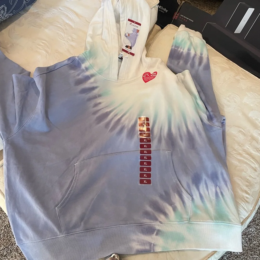 NWT Wildfox Sherbet Tie Dye Hoodie Matching Bottoms SET Color Peri Shibori Sz XL - Picture 9 of 15